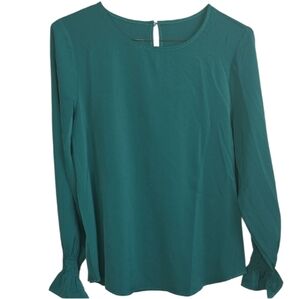 Blouse Long Sleeve Shirt Green Medium